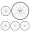 Different bicycle wheels on a white background