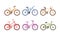 Different Bicycles or Cycle with Pedal and Two Wheels Attached to Frame Vector Set