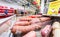 Different boiled sausages ready for sale