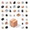 Different box vector isometric icons move service or gift container packaging illustration