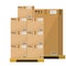 Different Boxes on wooded pallet vector illustration, flat and solid style warehouse cardboard parcel boxes stack front