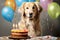 Different breed pets Party happybirthday Generative AI