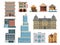 Different buildings hotels for tourist and travalers places vacation time apartment urban town facade vector