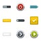 Different buttons icons set, flat style