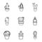 Different cactus icons set, outline style