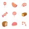 Different candy icons set, cartoon style