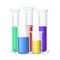 Different chemical medical test tubes with color liquid