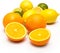 Different citrus fruits over the white background