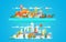 Different cityscapes vector illustration