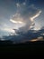 Different clouds and orange sunset