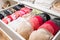 Different color bras in drawer