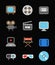 Different color media industry icons set