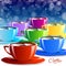 Different color paper cups drink