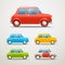 Different color retro cars set. Vintage vehicle illustration