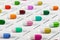 Different color tablets and pills chart medication