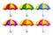 Different color umbrellas set of illustrations