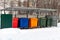 Different Colored Bins For Collection Of Recycle Materials