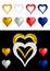 Different colored Metallic Heart Shape