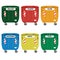 Different colored recycle waste bins illustration.Colored waste bins with trash