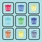 Different colored recycle waste bins illustration.waste bins with trash