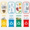 Different colored recycle waste bins vector illustration