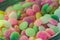 Different colorful bright assorted round candy in the sweets shop for background