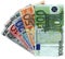 Different colorful euro isolated, savings wealth