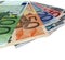 Different colorful euro isolated, savings wealth