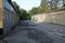 Different colorful old closed garages in a row