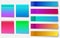 Different colorful post note stickers, vector collection. Sticky tapes with shadow template. Color gradient stickers