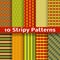 Different colorful stripy vector seamless patterns