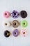 Different colorful sweet donuts