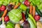 Different colorful vegetables all over the table in full frame. Healthy eating