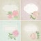 Different colors set of vintage greeting cards with peony