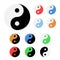 Different colors yin and yang icons