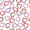 Different colour shining hearts pattern on white background. Illustration