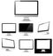 Different computer displays with blank white screen isolated