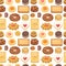 Different cookie cake vector seamless pattern sweet food