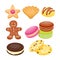 Different cookie homemade breakfast bake cakes isolated and tasty snack biscuit pastry delicious sweet dessert bakery