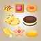 Different cookie homemade breakfast bake cakes and tasty snack biscuit pastry delicious sweet dessert bakery