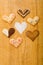 Different cookies with heart shapes