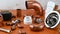 Different copper water pipe and fittings plumber tools