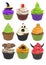 Different cupcakes for halloween holiday food bright 3d render illustration