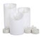 Different decorative flameless LED candles on white