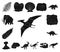 Different dinosaurs black icons in set collection for design. Prehistoric animal vector symbol stock web illustration.