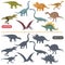 Different dinosaurs color flat and simple icons set