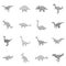 Different dinosaurs icons set monochrome