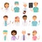 Different doctors profession charactsers vector medical people set.