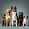 Different dogs in a line - ai generated image