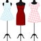 Different dresses on a mannequin. Vector